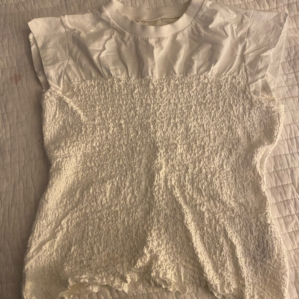 Anthropologie White Textured Top
